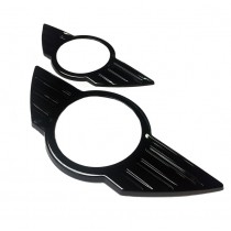 Embleem bedekking, Zwart, Voor en Achter, Aftermarket, Mini R55, R56, R57, bj 2006-2015